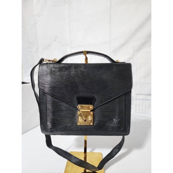 Authentic LOUIS VUITTON Epi Monceau Satchel Bag Black - Picture 1 of 14